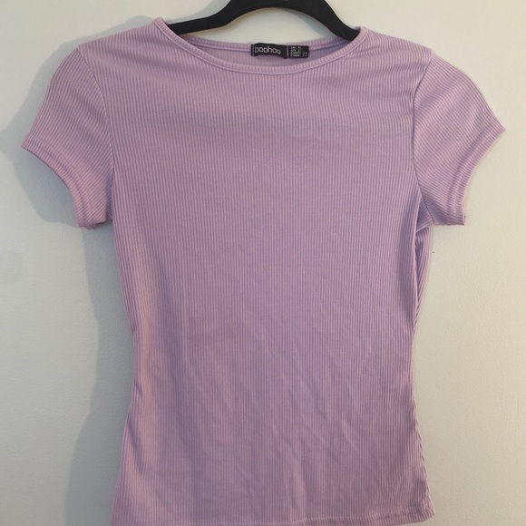 Boohoo Purple Ribbed Top - Picture 2 of 4